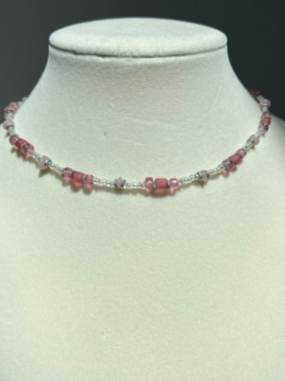Pink Beaded Choker Necklace